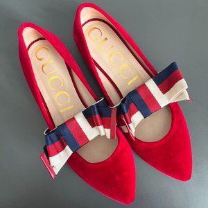 Gucci Velvet Sylvie Bow Ballet Flat Size 39